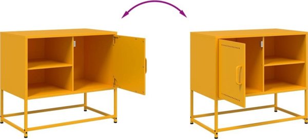 vidaXL Szafka pod telewizor, musztardowa, 68x39x60,5 cm, stalowa