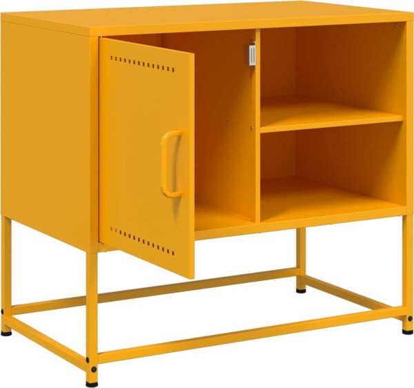 vidaXL Szafka pod telewizor, musztardowa, 68x39x60,5 cm, stalowa