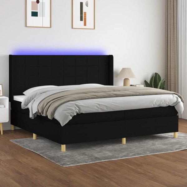 vidaXL Κρεβάτι κοντινεντάλ με στρώμα, μαύρο, 200x200 cm, ύφασμα