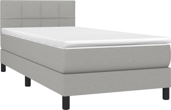 vidaXL Κρεβάτι Continental με Στρώμα, Ανοιχτό Γκρι, 100x200 cm, Υφασμάτινο
