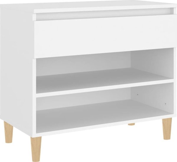 vidaXL Ράφι παπουτσιών, λευκό, 70x36x60 cm, ξύλινο σύνθετο υλικό
