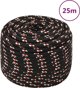 vidaXL Linka zeglarska, czarna, 12 mm, 25 m, polipropylen