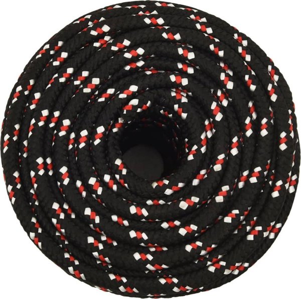 vidaXL Linka zeglarska, czarna, 12 mm, 25 m, polipropylen