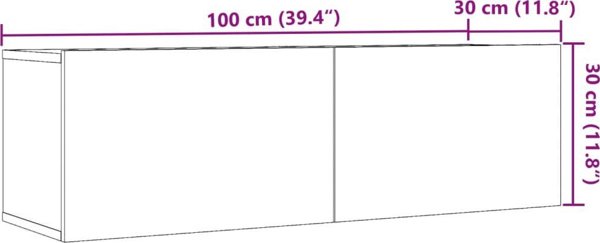 vidaXL Επιτοίχιες Ντουλάπες TV, 2 τεμ., Δρυς Artisan, 100x30x30 εκ.