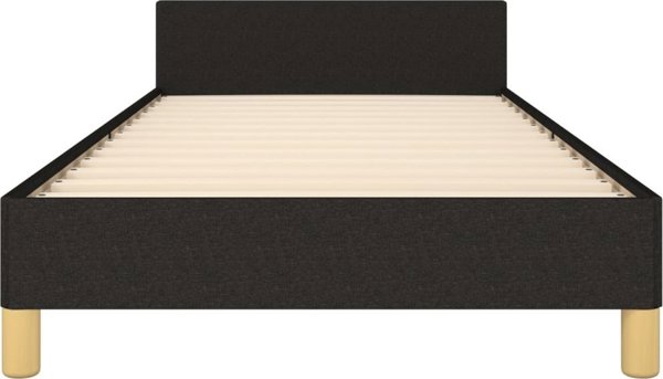 vidaXL Πλαίσιο κρεβατιού με κεφαλάρι, μαύρο, 90x190 cm, επενδυμένο με ύφασμα