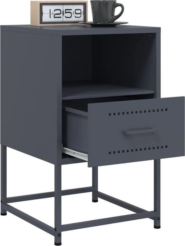 vidaXL Szafki nocne, 2 szt., antracytowe, 36x39x60,5 cm, stal