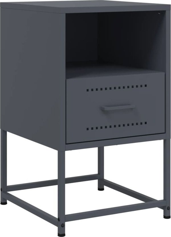 vidaXL Szafki nocne, 2 szt., antracytowe, 36x39x60,5 cm, stal