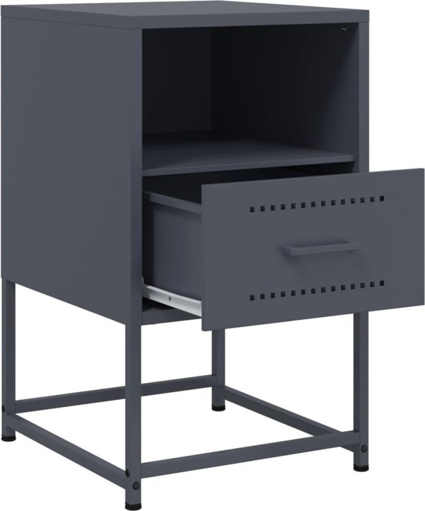 vidaXL Szafki nocne, 2 szt., antracytowe, 36x39x60,5 cm, stal