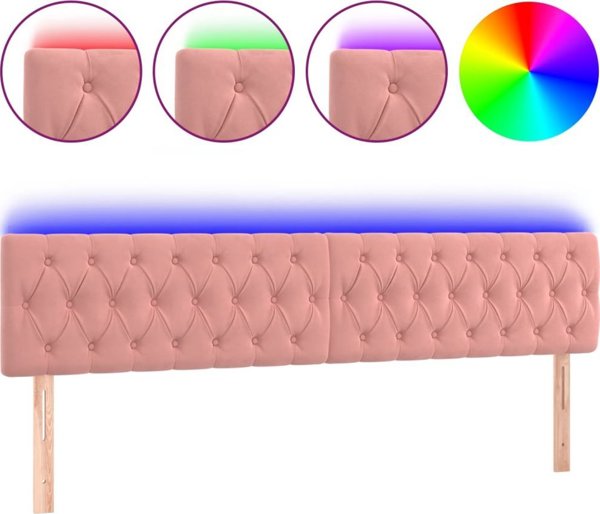 vidaXL Κεφαλάρι κρεβατιού με LED, ροζ, 200x7x78/88 εκ., βελούδο