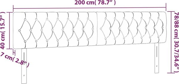 vidaXL Κεφαλάρι κρεβατιού με LED, ροζ, 200x7x78/88 εκ., βελούδο