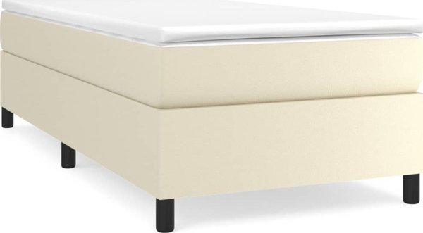 vidaXL Κρεβάτι kontynentalne, κρεμ, 90x200 εκ., με επίστρωση από δερματίνη