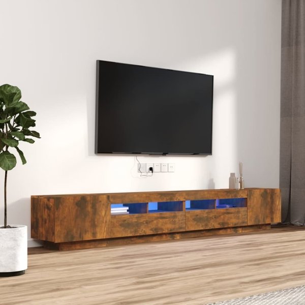 vidaXL Σετ 3 Ντουλάπια Τηλεόρασης με LED Φωτισμό, Καπνιστή Δρυς
