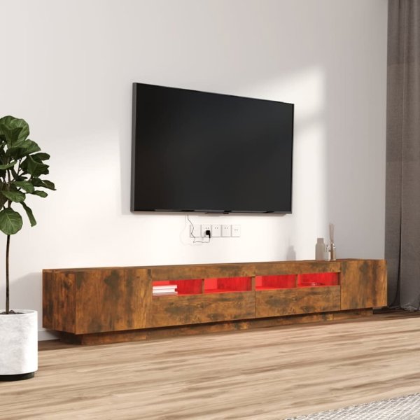 vidaXL Σετ 3 Ντουλάπια Τηλεόρασης με LED Φωτισμό, Καπνιστή Δρυς