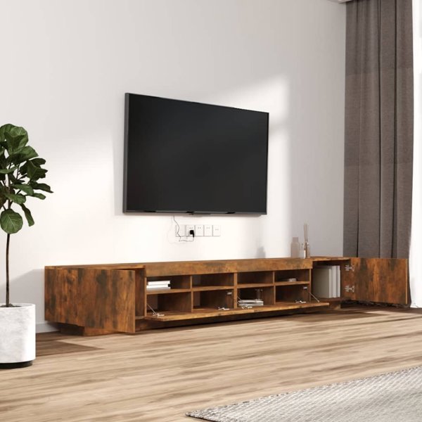 vidaXL Σετ 3 Ντουλάπια Τηλεόρασης με LED Φωτισμό, Καπνιστή Δρυς
