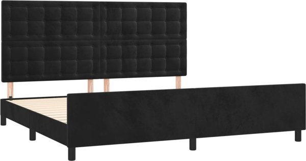 vidaXL Κρεβατοκάμαρα με κεφαλάρι, μαύρο, 200x200 cm, βελούδο
