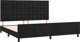 vidaXL Κρεβατοκάμαρα με κεφαλάρι, μαύρο, 200x200 cm, βελούδο