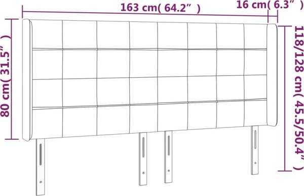 vidaXL Κεφαλάρι uszak, φωτεινό γκρι, 163x16x118/128 εκ, βελούδο