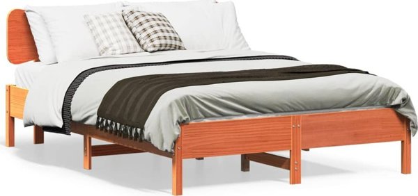 vidaXL Κρεβάτι χωρίς στρώμα, κεχριμπαρί καφέ, 140x200 cm, πεύκο