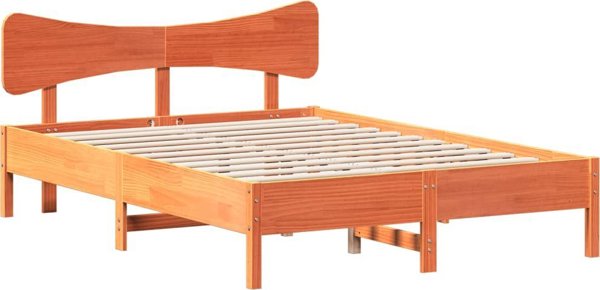 vidaXL Κρεβάτι χωρίς στρώμα, κεχριμπαρί καφέ, 140x200 cm, πεύκο