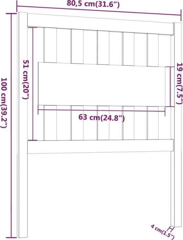vidaXL Βάση κεφαλιού κρεβατιού, 80,5x4x100 cm, από οξυά ξύλο