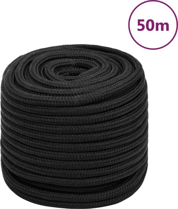 vidaXL Linka zeglarska, mavri monochromatiki, 16 mm, 50 m, polipropylen
