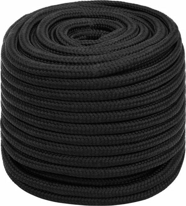 vidaXL Linka zeglarska, mavri monochromatiki, 16 mm, 50 m, polipropylen
