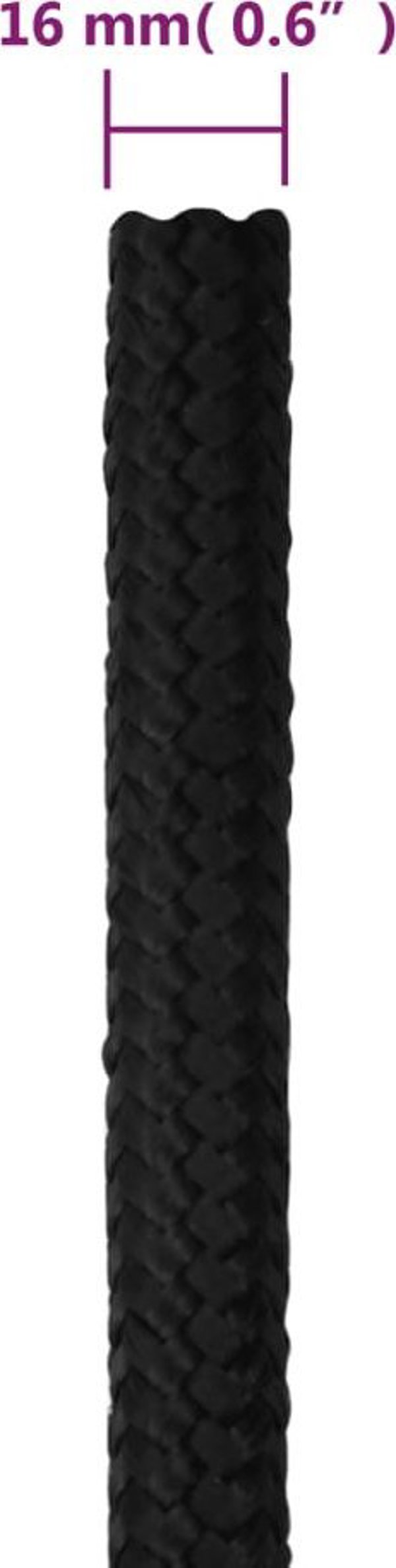 vidaXL Linka zeglarska, mavri monochromatiki, 16 mm, 50 m, polipropylen