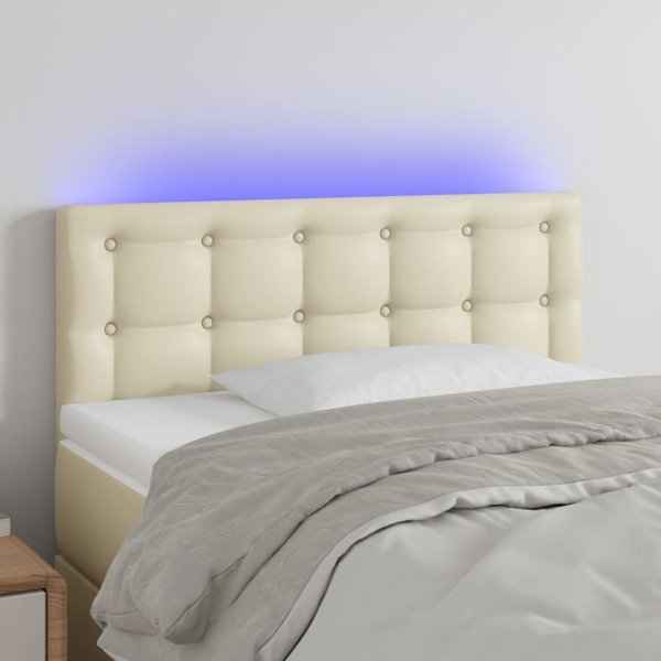 vidaXL Zaglowek do lozka z LED, kremowy, 100x5x78/88cm, sztuczna skora
