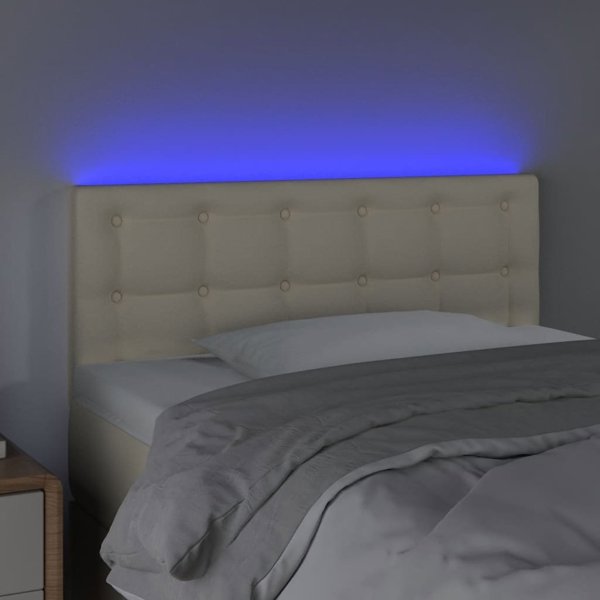 vidaXL Zaglowek do lozka z LED, kremowy, 100x5x78/88cm, sztuczna skora