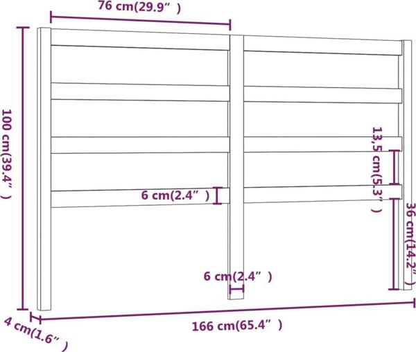 vidaXL Κεφαλάρι κρεβατιού, γκρι, 166x4x100 cm, μασίφ πεύκο
