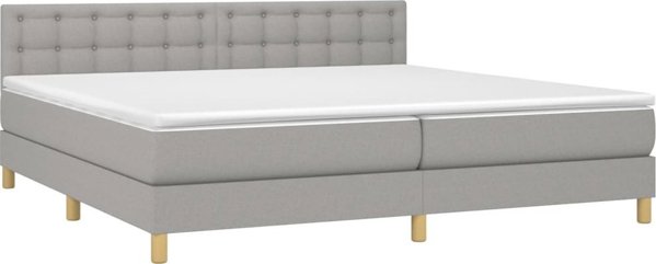 vidaXL Κρεβάτι Kontynentalne με στρώμα, ανοιχτό γκρι, 200x200cm, ύφασμα
