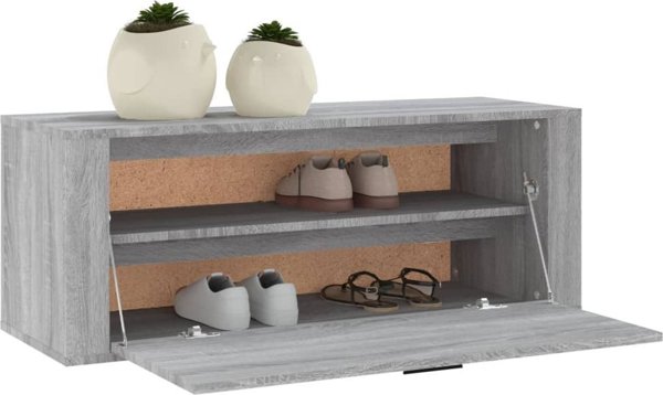 vidaXL Επιτοίχια παπουτσοθήκη, γκρι δρυς Sonoma, 100x35x38 cm