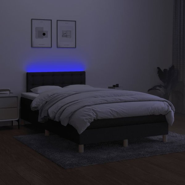 vidaXL Κρεβάτι Kontynentalne με στρώμα, μαύρο, 120x200 cm, ύφασμα
