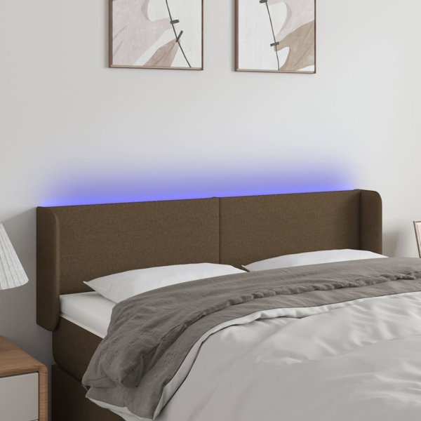 vidaXL Zaglowek do lozkos me LED, skourolefko, 147x16x78/88 cm, tkana