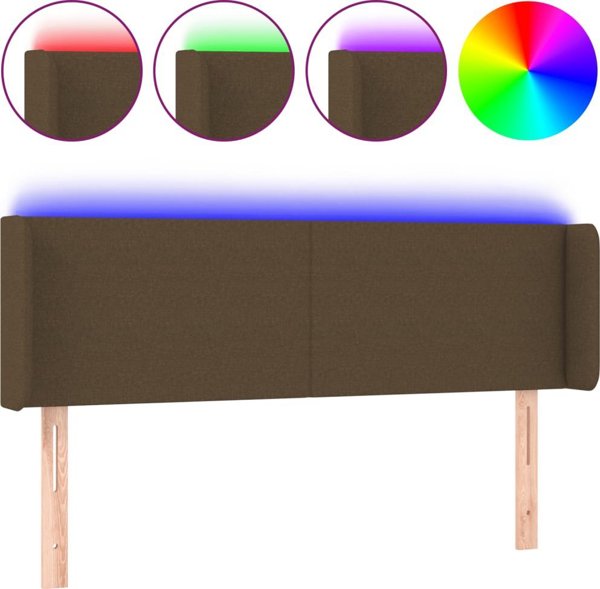 vidaXL Zaglowek do lozkos me LED, skourolefko, 147x16x78/88 cm, tkana