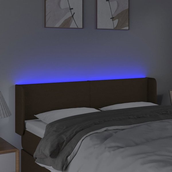 vidaXL Zaglowek do lozkos me LED, skourolefko, 147x16x78/88 cm, tkana