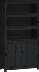 vidaXL Szafka, czarna, 80x35x154 cm, lite drewno sosnowe