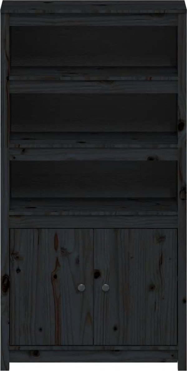 vidaXL Szafka, czarna, 80x35x154 cm, lite drewno sosnowe