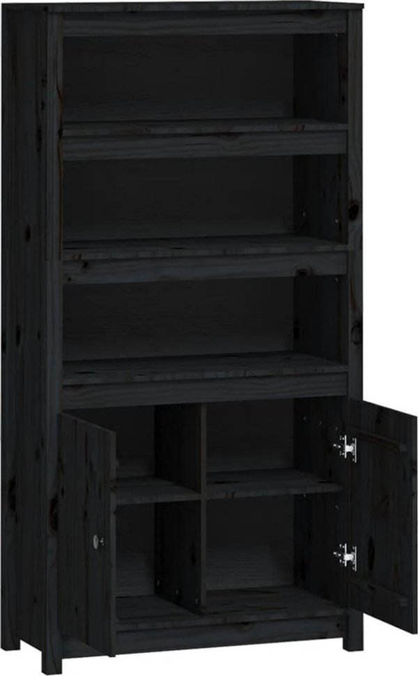 vidaXL Szafka, czarna, 80x35x154 cm, lite drewno sosnowe