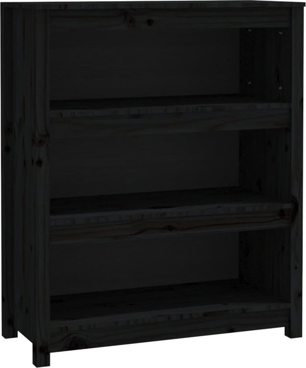 vidaXL Ράφι Βιβλίων, μαύρο, 80x35x97 εκ, από μασίφ πεύκο
