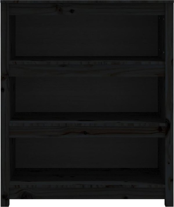 vidaXL Ράφι Βιβλίων, μαύρο, 80x35x97 εκ, από μασίφ πεύκο