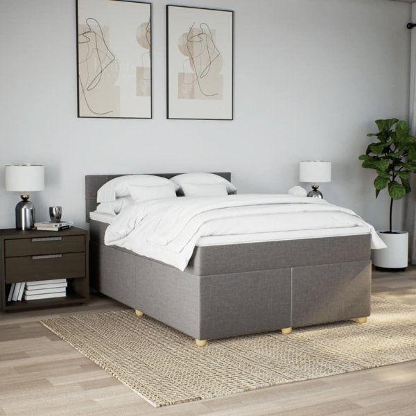vidaXL Κρεβάτι κοντινεντάλ με στρώμα, taupe ύφασμα, 140x200 cm