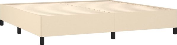 vidaXL Rama κρεβατιού, κρεμ, 200x200 εκ., υφασμάτινη επένδυση