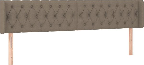 vidaXL Zaglowek do lozka z LED, taupe, 203x16x78/88 cm, tkanina