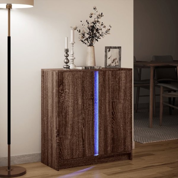 vidaXL Ντουλάπι με LED, καφέ δρυς, 77x34x85 εκ., ξύλινο υλικό