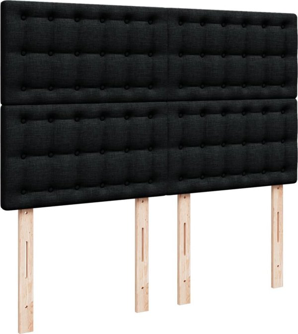 vidaXL Lozko kontynentalne z materacem czarne tkanina 140x190 cm