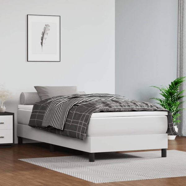 vidaXL Λευκό κρεβάτι continental με στρώμα από οικοδερμα 100x200 cm