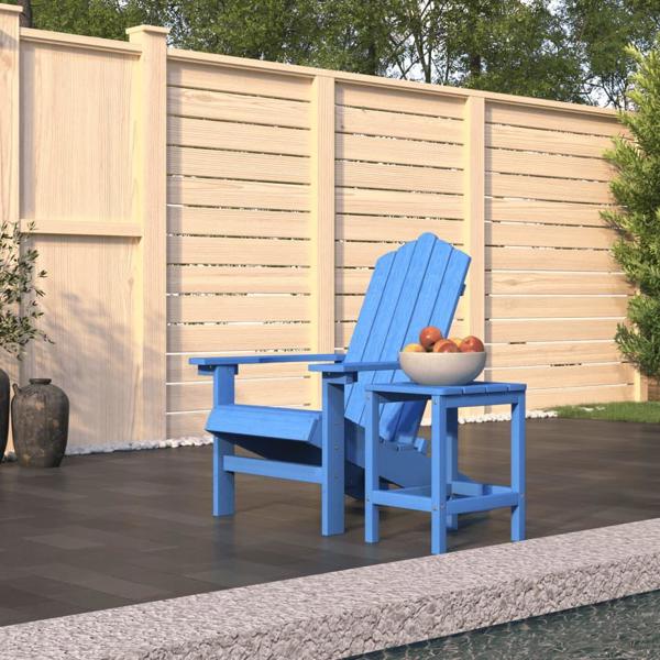 vidaXL Κήπου Καρέκλα Adirondack με Τραπέζι, HDPE, Μπλε