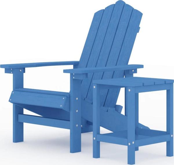 vidaXL Κήπου Καρέκλα Adirondack με Τραπέζι, HDPE, Μπλε