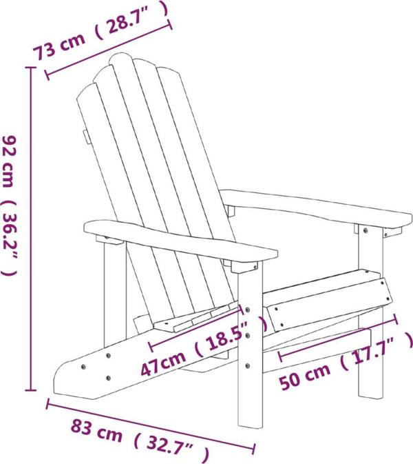 vidaXL Κήπου Καρέκλα Adirondack με Τραπέζι, HDPE, Μπλε
